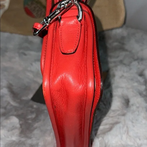 Coach Red Leather Crossbody Bag with Silver Hardware